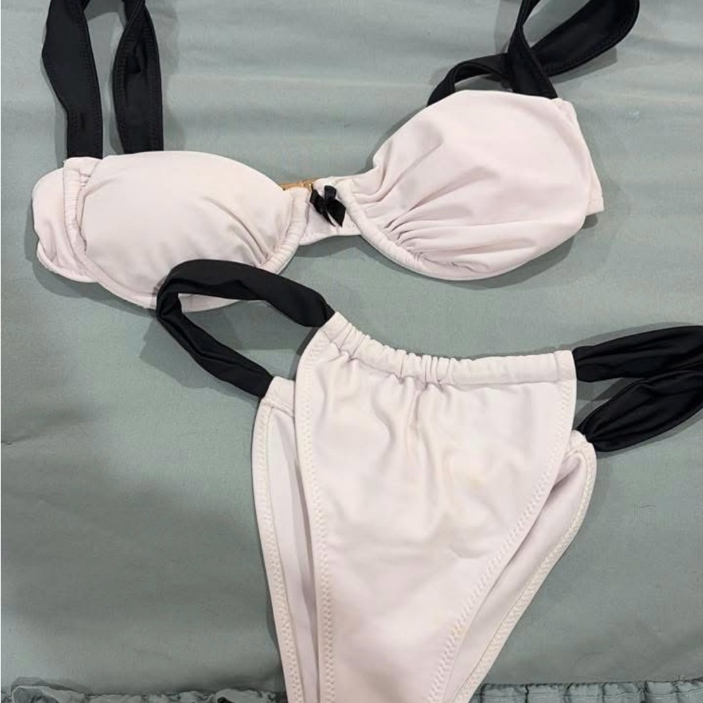 Strawberry milk mob White and Black Two-Piece Bikini Set